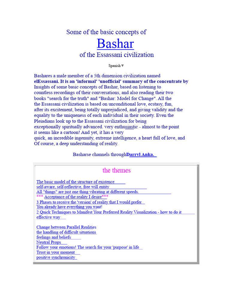 Essassani Civilization: Bashar Concepts Explained | PDF | Reality ...