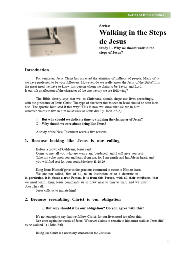 Reasons to Walk in Jesus' Steps | PDF | Jesus | Disciple (Christianity)