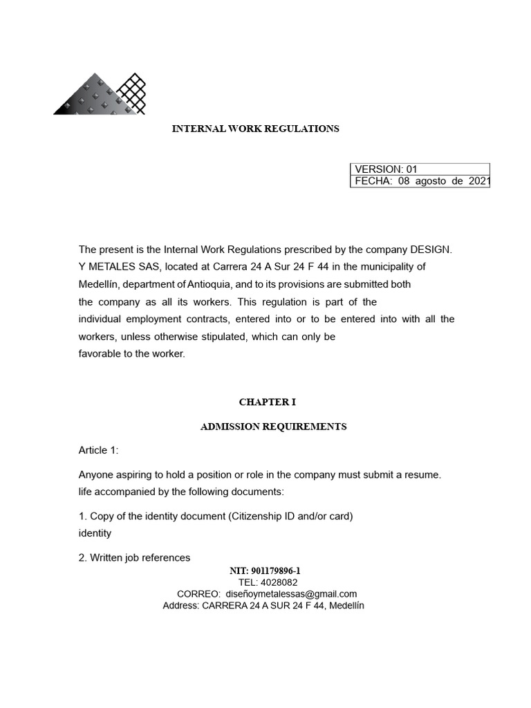 Internal Work Regulations Completed | PDF | Employment | Occupational ...