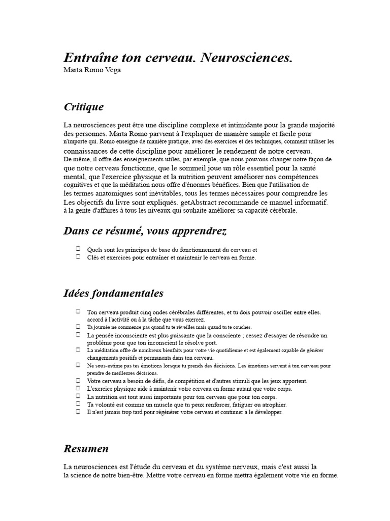 Améliorez votre cerveau avec les neurosciences | PDF | Sommeil | Cerveau
