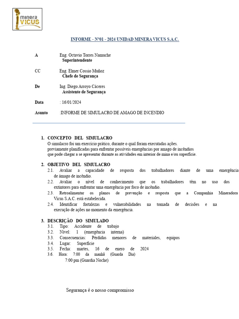 Simulacro de Incêndio na Vicus S.A.C. | PDF | Combate a Incêndios ...