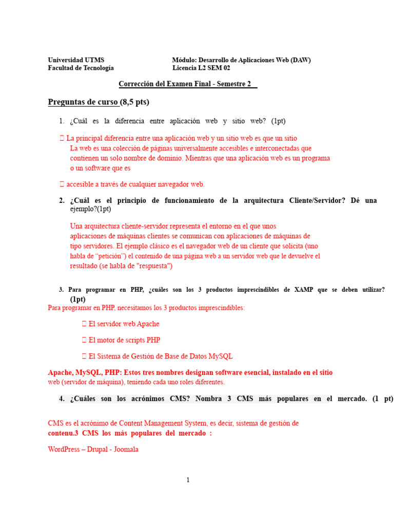 Tipo de corrección Examen DAW 2022 2023 (1) | PDF | Redes | Internet y web