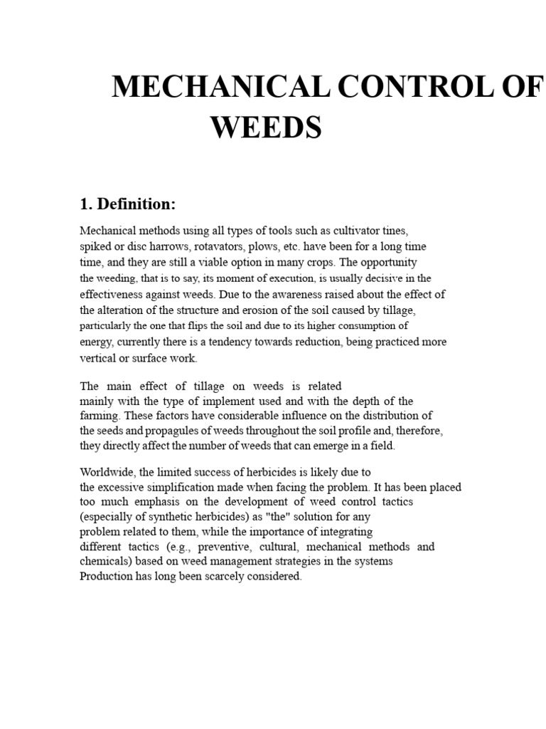 Mechanical Weed Control Methods Explained | PDF | Weed | Plough