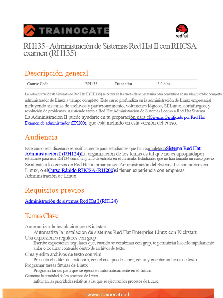RH135-Administración de Sistemas Red Hat II con examen RHCSA (RH135 ...