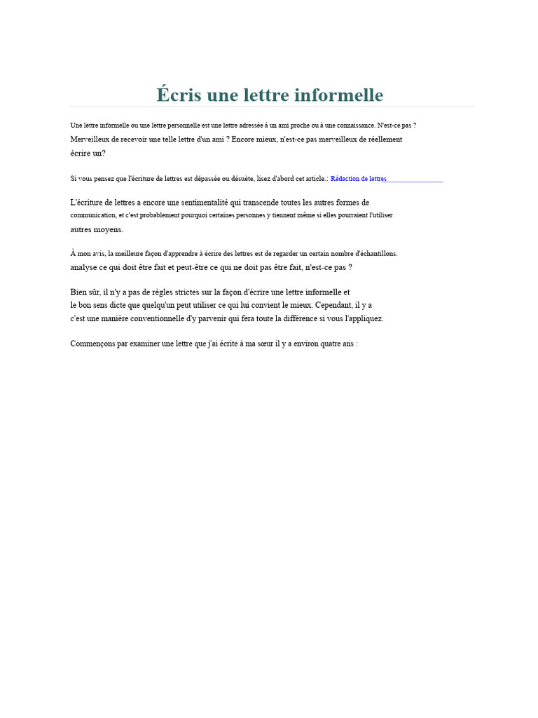 Guide pour écrire une lettre informelle | PDF | Grammaire | Linguistique