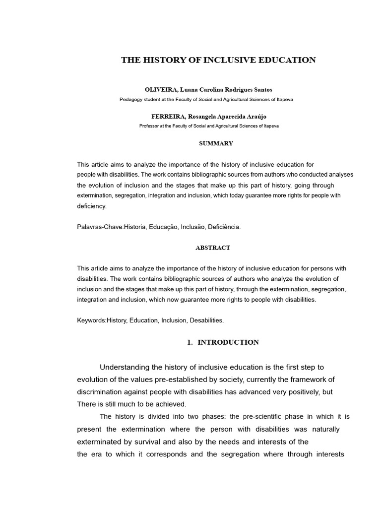 History of Inclusive Education Evolution | PDF | Inclusion (Education ...