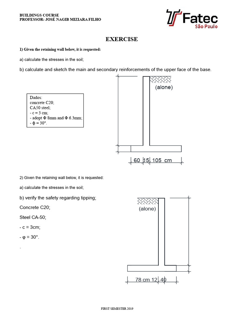 Retaining Wall Calculations and Solutions | PDF | Structural ...