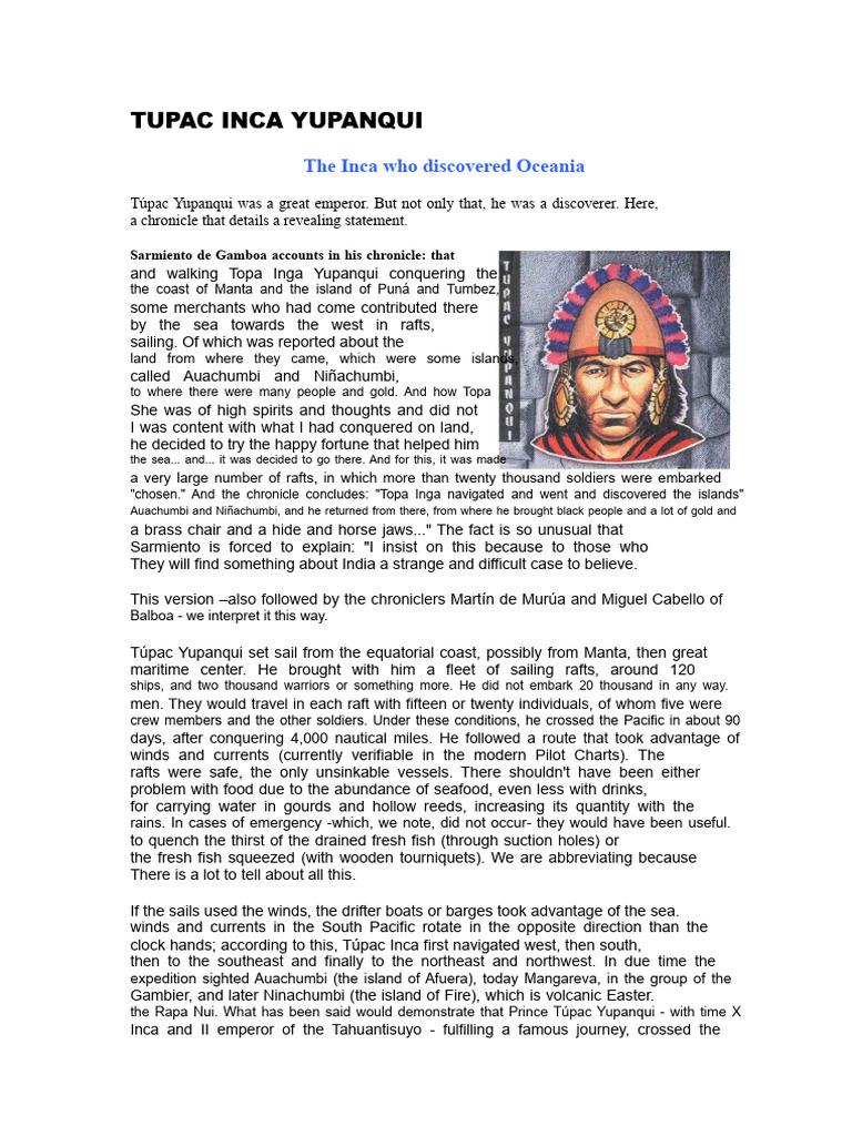 Tupac Inca Yupanqui | PDF