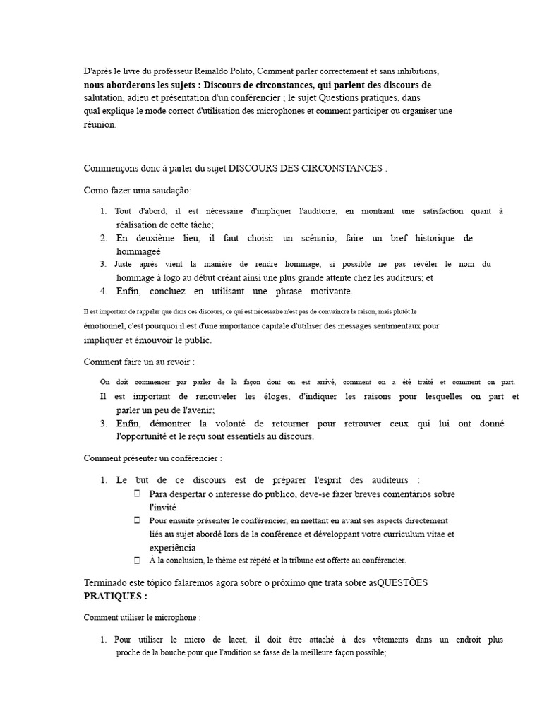 Techniques de discours et réunions efficaces | PDF