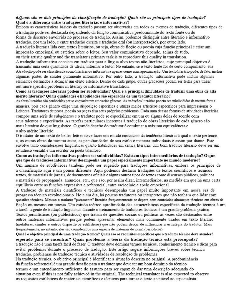 Princípios e Tipos de Tradução | PDF | Traduções | Interpretação ...