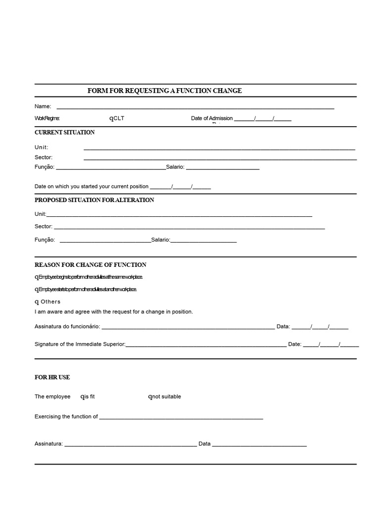 Function Change Request Form | PDF