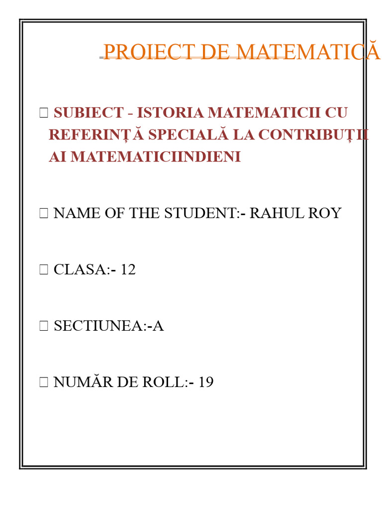 Proiect de Matematică | PDF