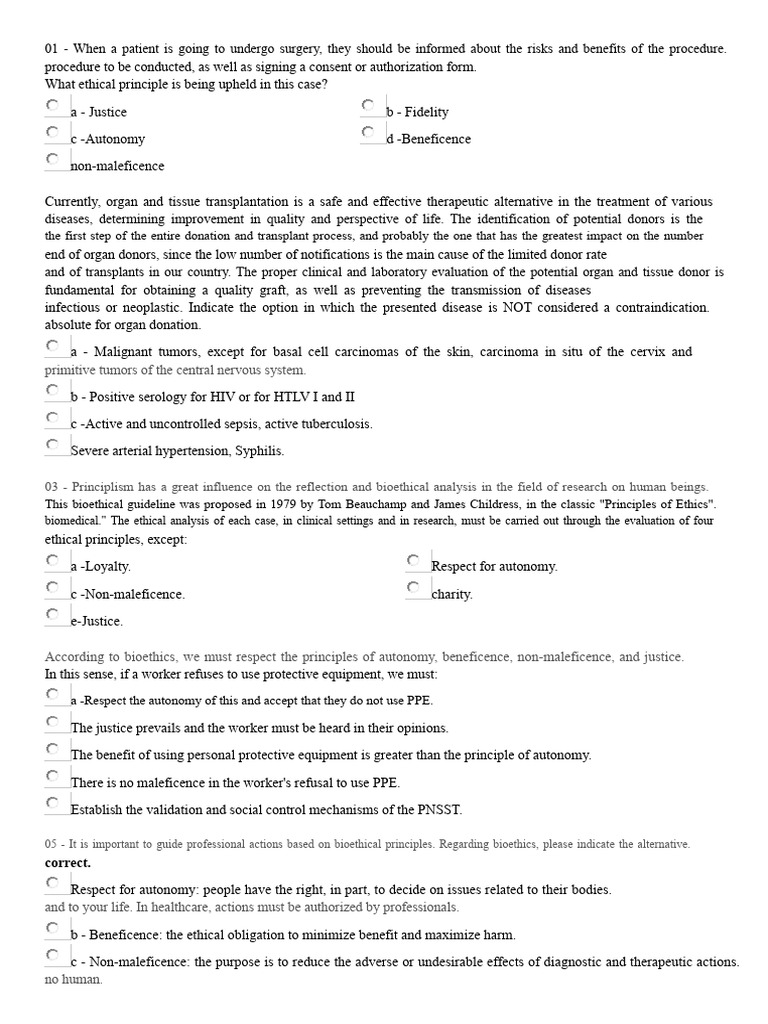 Bioethics Activities in Health | PDF | Bioethics | Autonomy