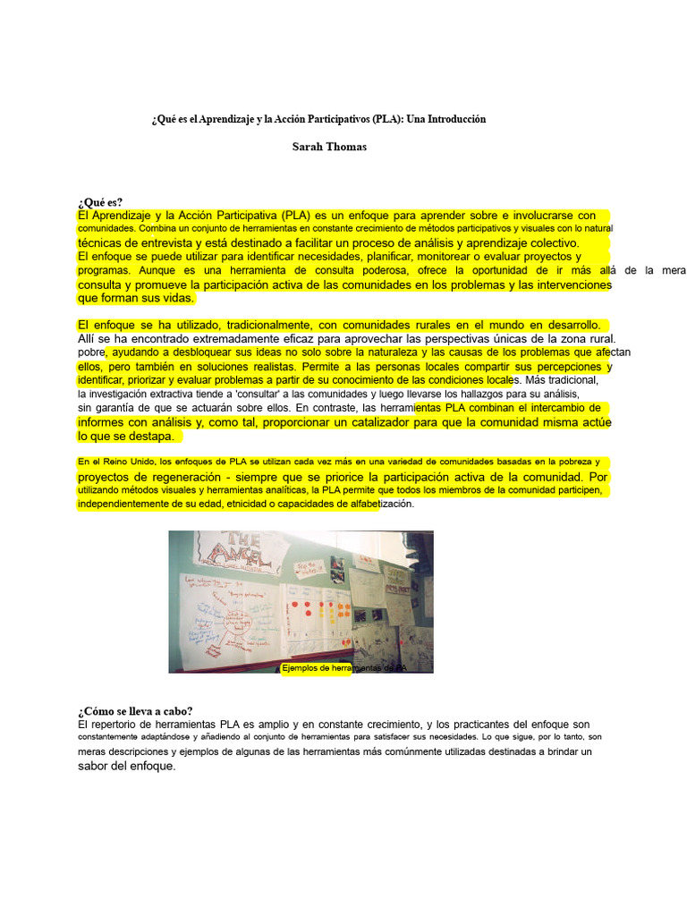 ¿Qué Es El Aprendizaje y La Acción Participativa (PLA) - Una ...