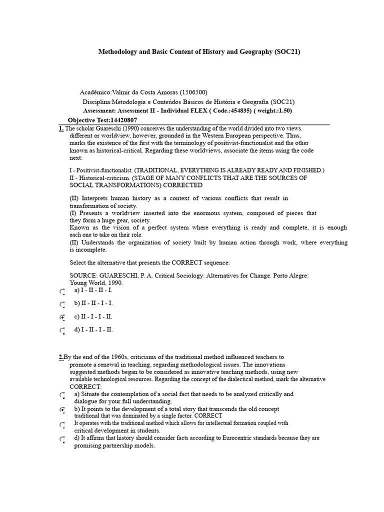 Methodology and Basic Contents of History and Geography (SOC21) | PDF ...