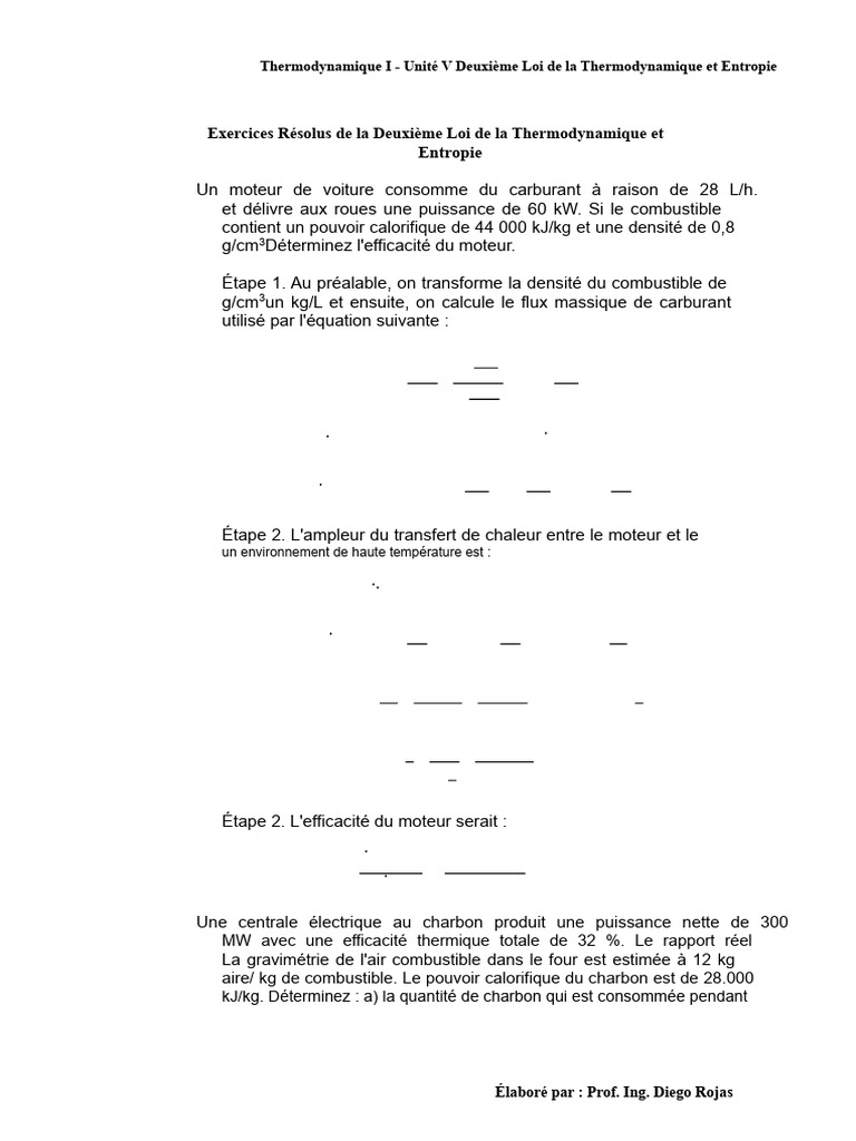 Efficacité et Entropie en Thermodynamique | PDF | Chaleur | Thermodynamique