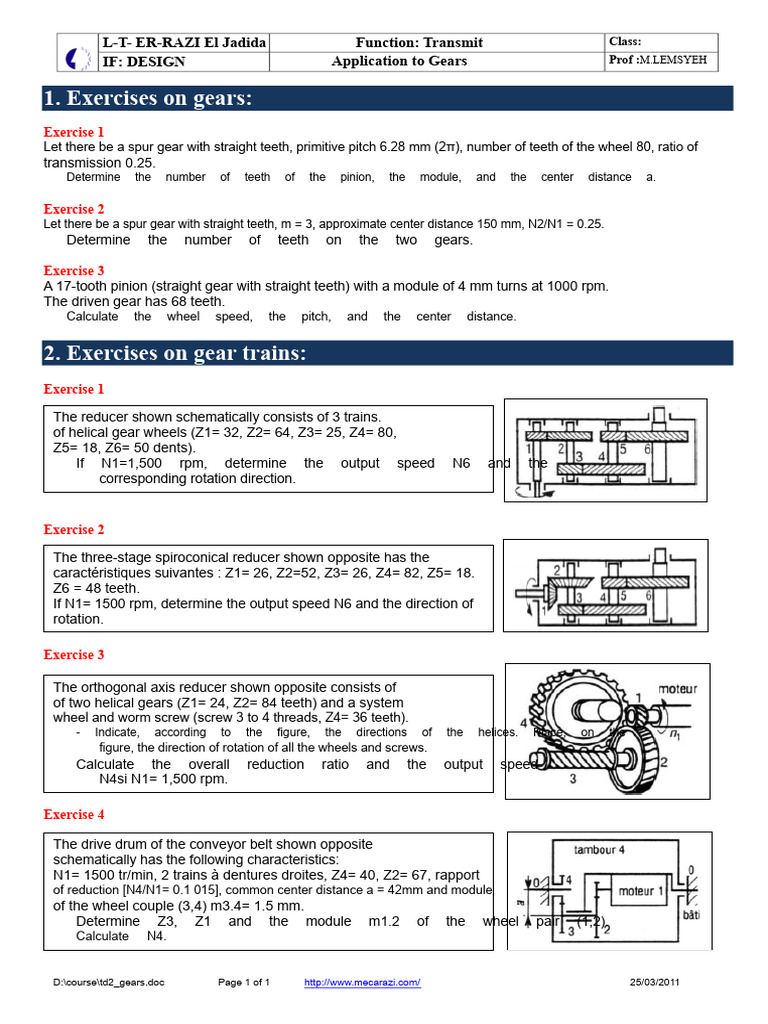 Gear Design Exercises and Solutions | PDF | Gear | Mechanics