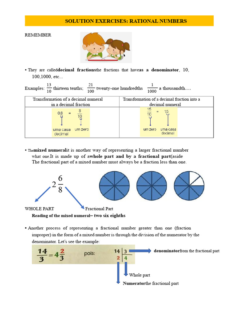 Rational Numbers: Exercises & Solutions | PDF | Division (Mathematics ...