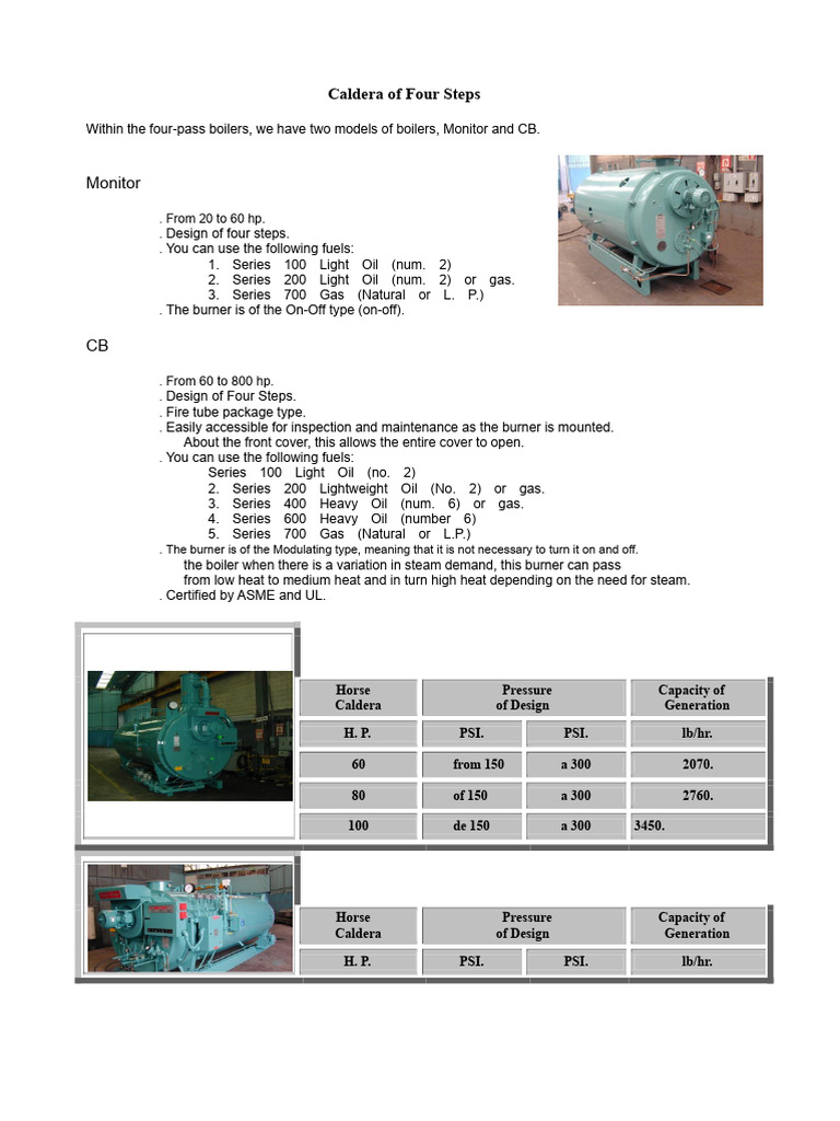 Four-Step Boiler Models Overview | PDF | Boiler | Power (Physics)