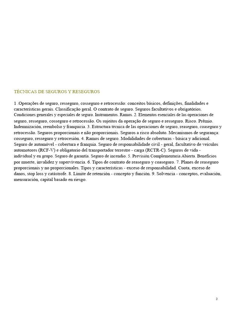 Técnicas de Seguros y Reaseguro Explicadas | PDF | Reaseguro | Seguro