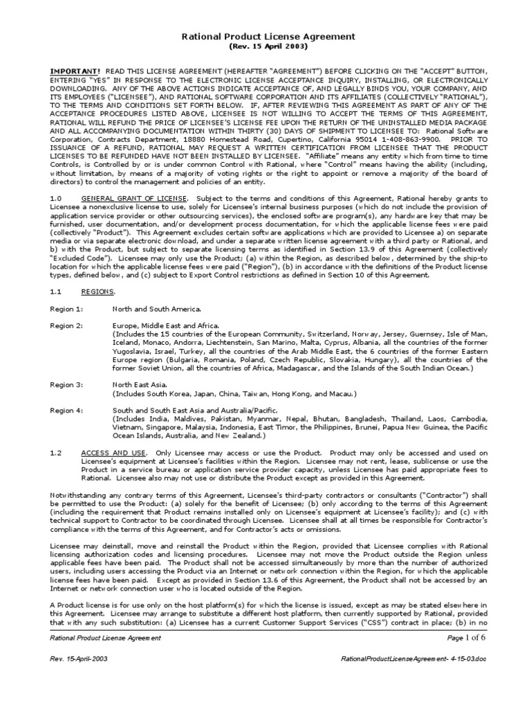Rational Product License Agreement | PDF | License | Source Code