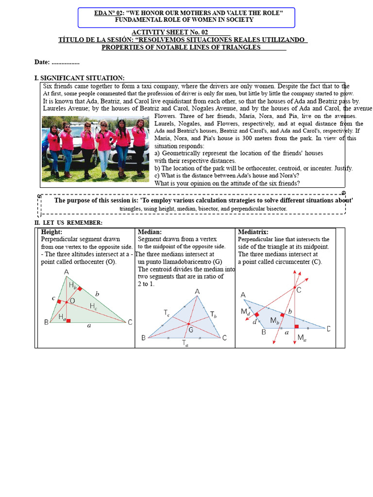SHEET 2 - 4TH - EDA2 | PDF | Triangle | Geometric Shapes