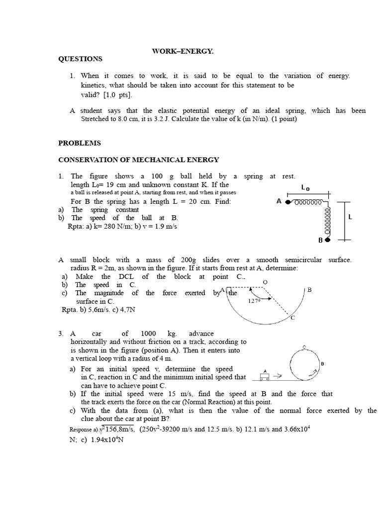 Work-Energy Problems and Solutions | PDF | Force | Friction