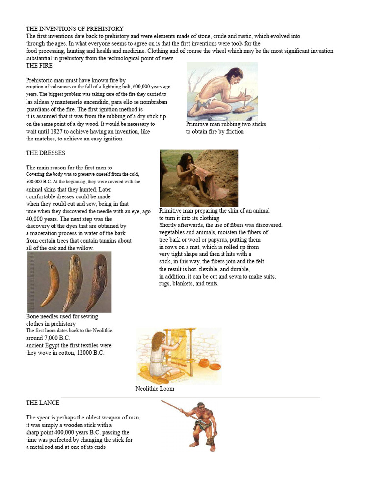 Key Inventions of Prehistoric Times | PDF | Glasses | Wheel