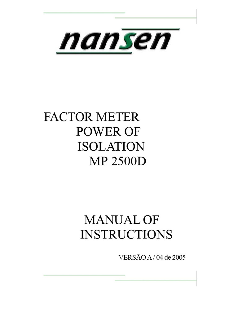 Power Factor - Instruction Manual MP 2500D_Portuguese rev A 04-2005 ...