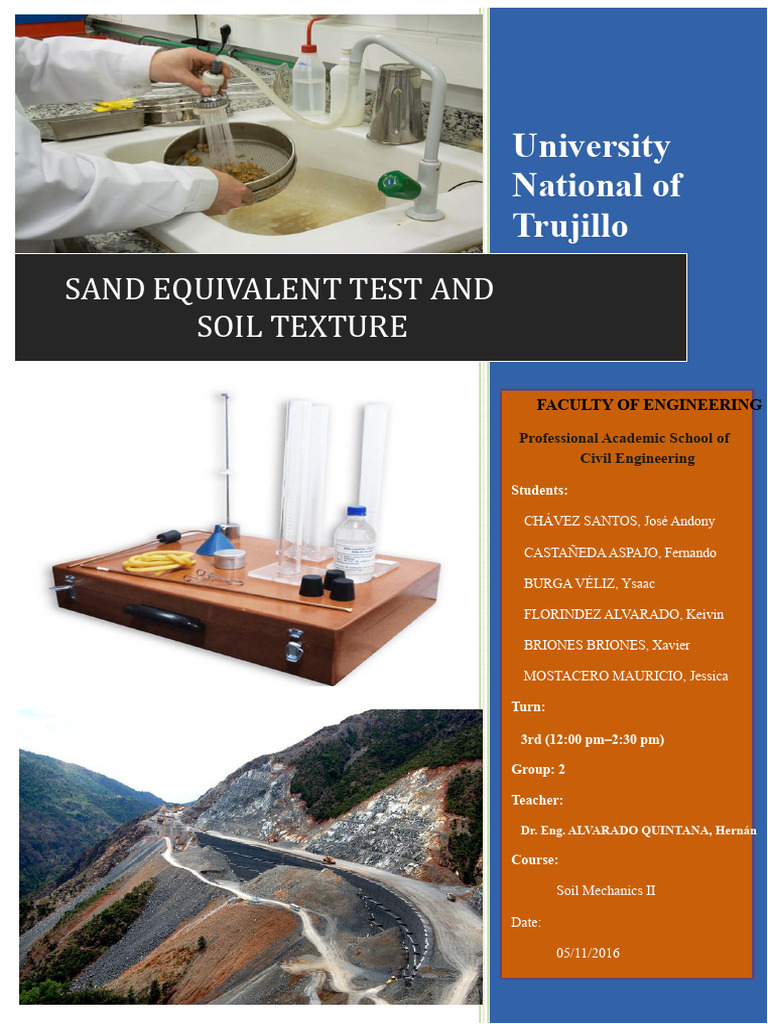 Sand Equivalent Test and Soil Texture Analysis | PDF | Soil | Clay