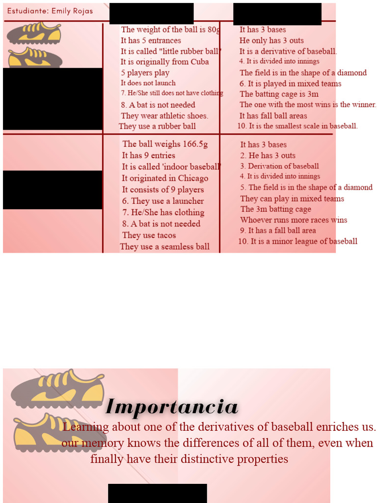 Comparative Table On Baseball 5 and Softball | PDF