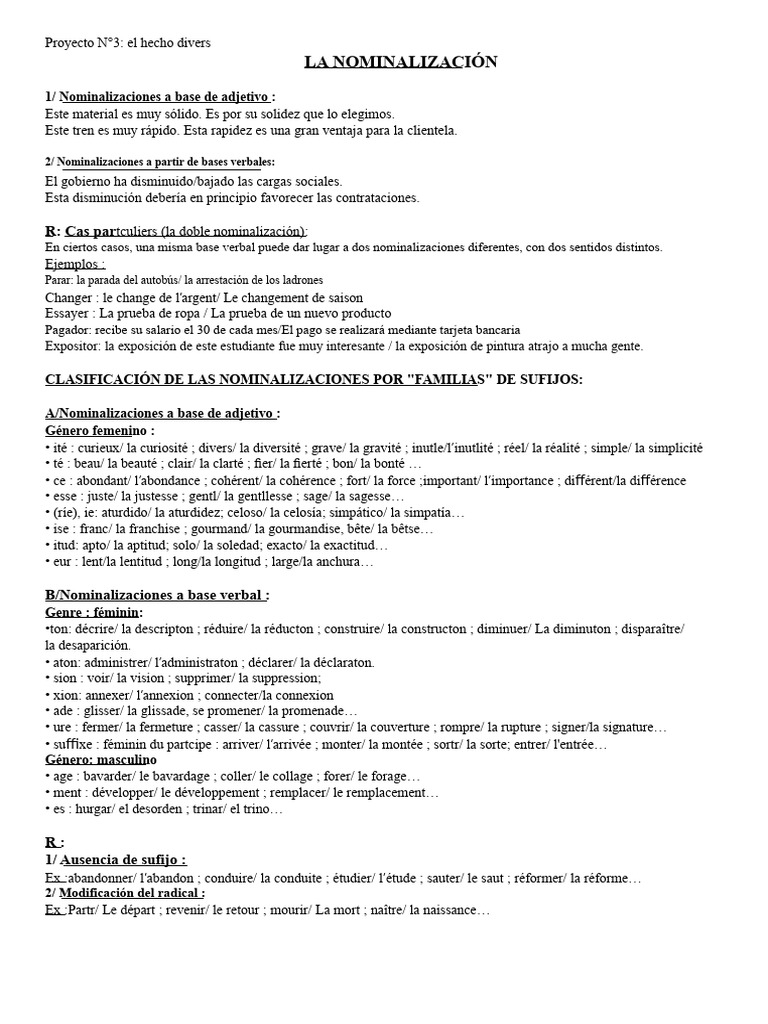 3AS La Nominalización | PDF | Mecánica del lenguaje | Tipología Lingüística