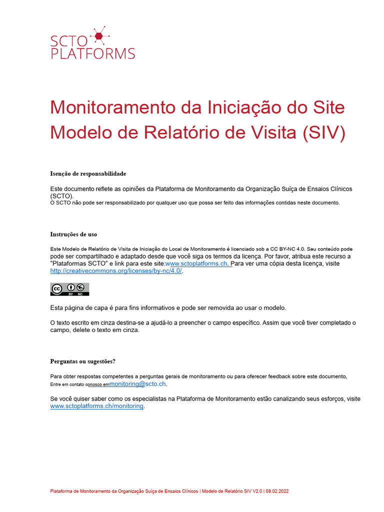 Scto-Siv Relatorio Modelo v2.0 | PDF | Teste clínico | Desenvolvimento ...