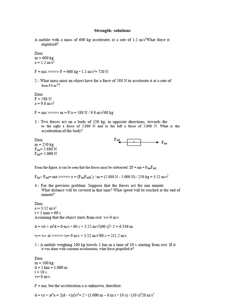 force solved exercises | PDF | Force | Mass