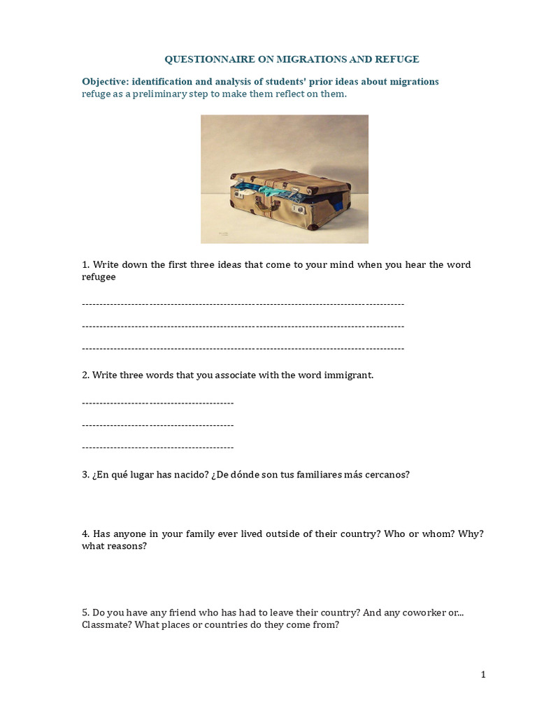 Migration and Refugee Perspectives Questionnaire | PDF | Refugee ...