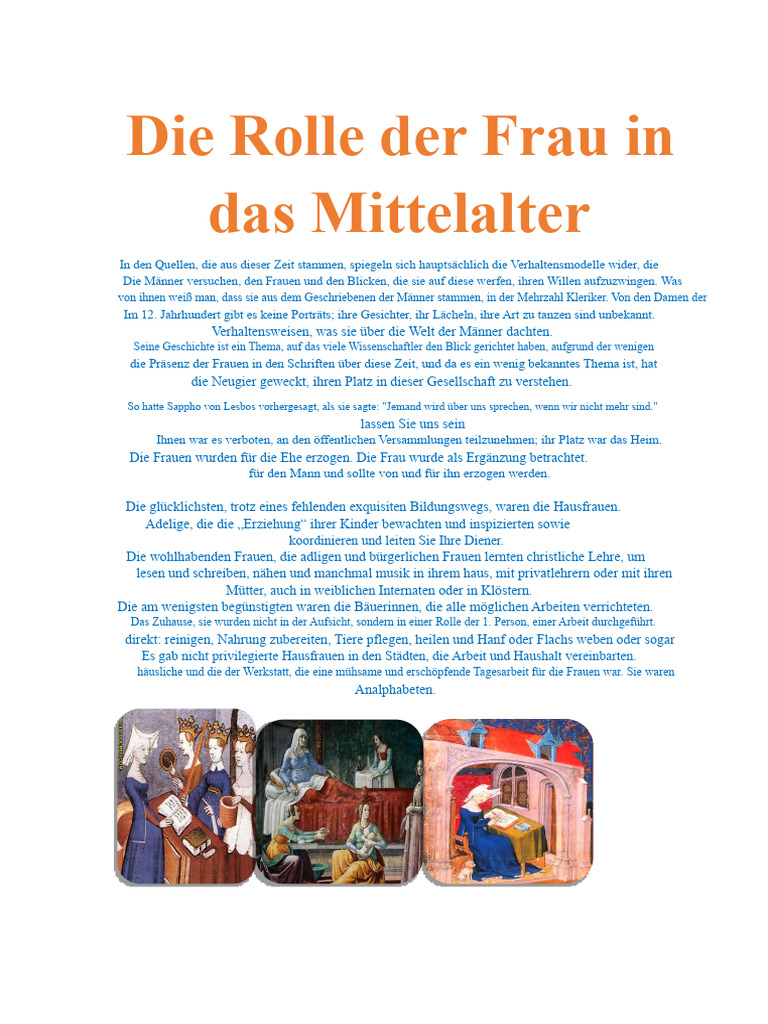 Die Rolle Der Frau Im Mittelalter | PDF