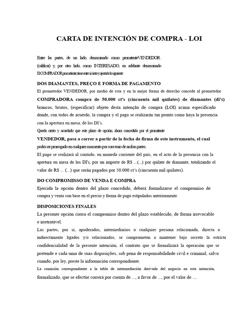 Modelo LOI DI's | PDF