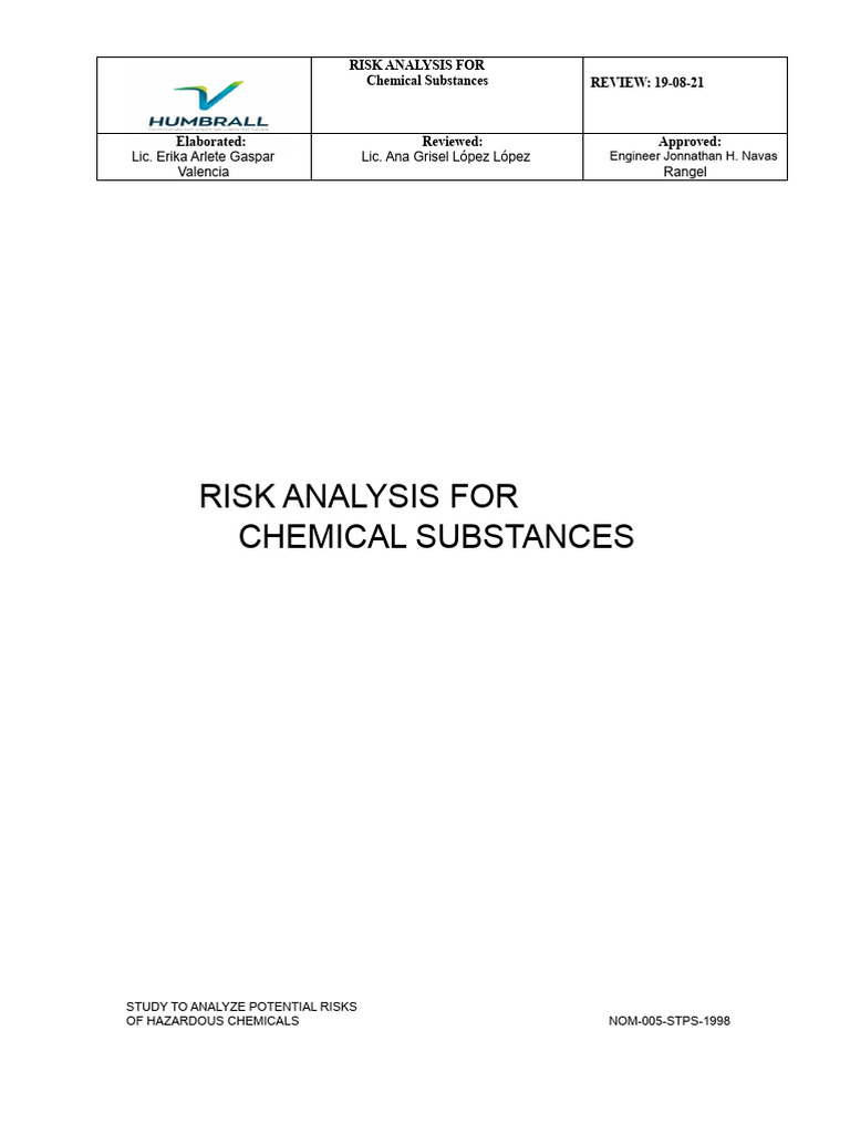 Hazardous Chemical Risk Analysis Study | PDF | Dangerous Goods ...