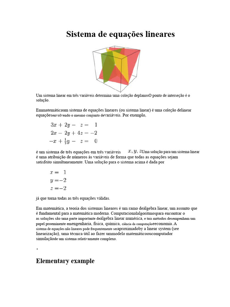 Sistemas de Equações Lineares Explicados | PDF | Equações | Sistema de ...