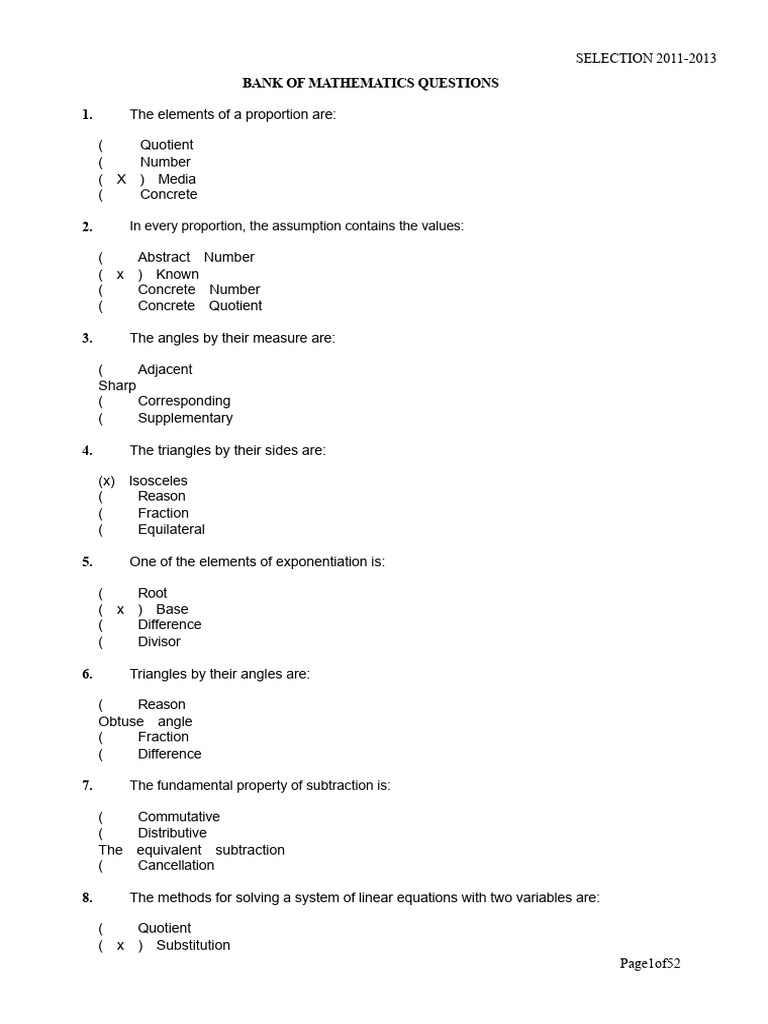 Mathematics Questions Selection 2011-2013 | PDF | Trigonometric ...