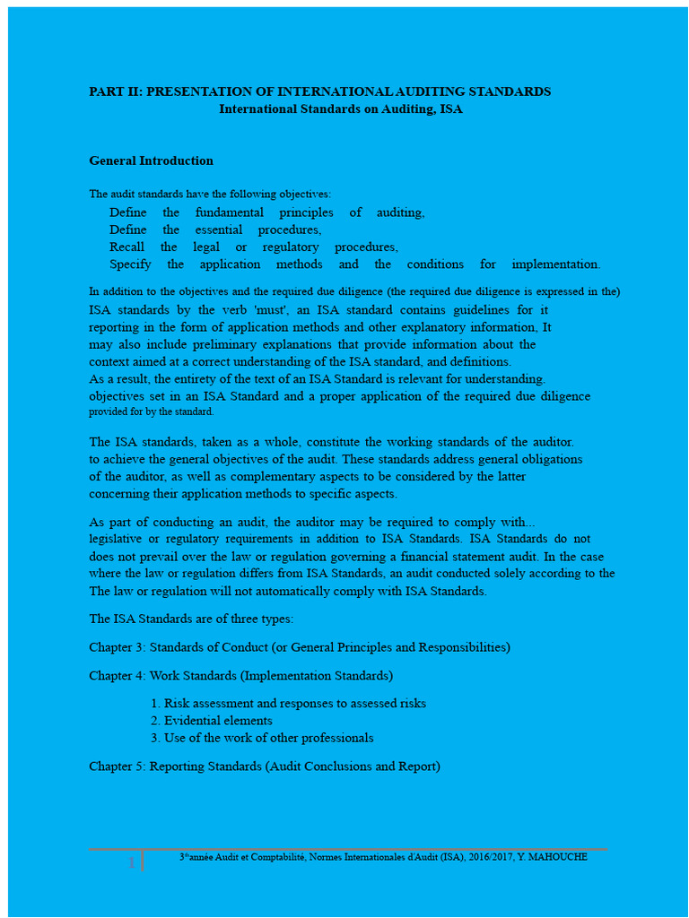 Overview of International Auditing Standards | PDF | Audit | Internal ...