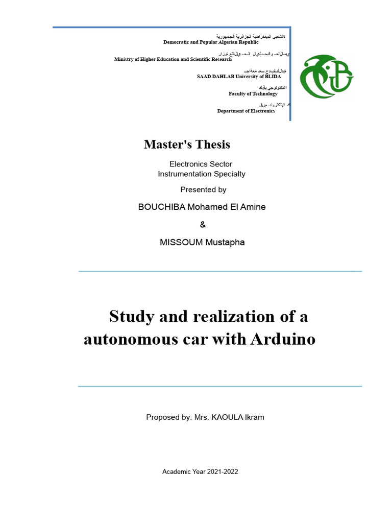 Study and implementation of an autonomous car with Arduino (1) | PDF ...