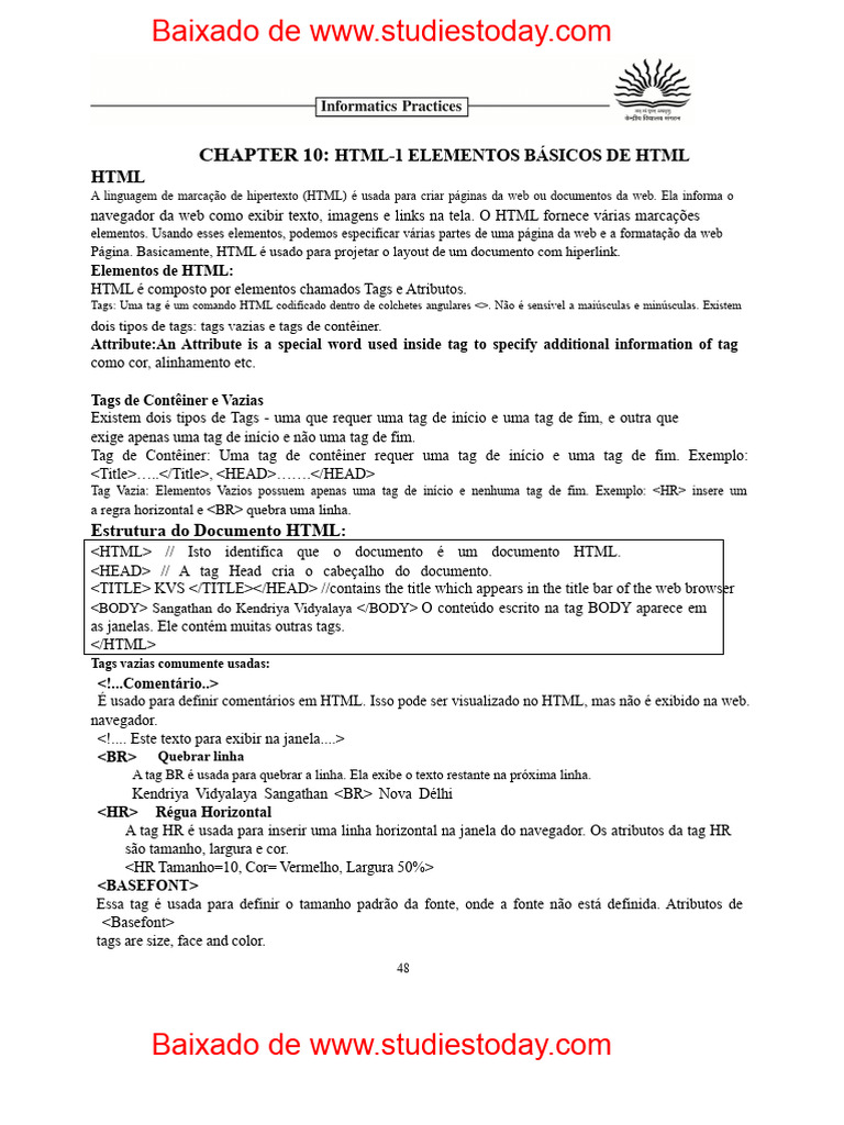 Elementos Básicos de HTML e Estrutura | PDF | Html | Rede mundial de ...