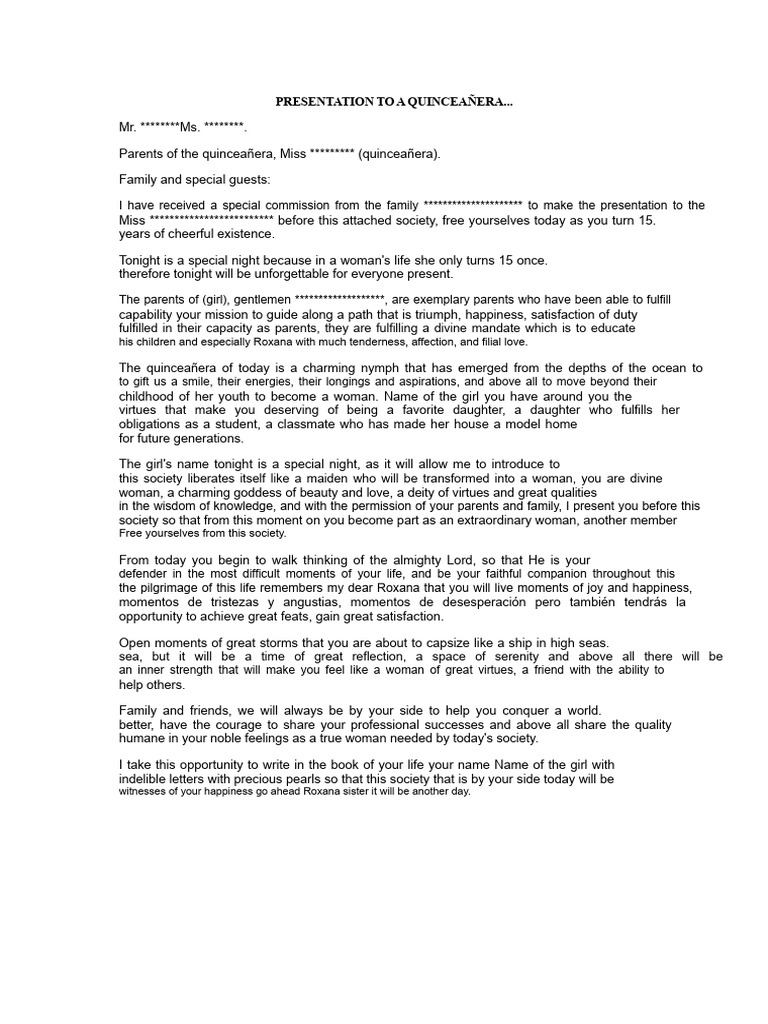 Presentation to a Quinceañera | PDF | Virtue | Spirituality