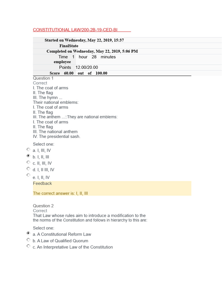Constitutional Law Exam Overview | PDF | Decree | Constitution