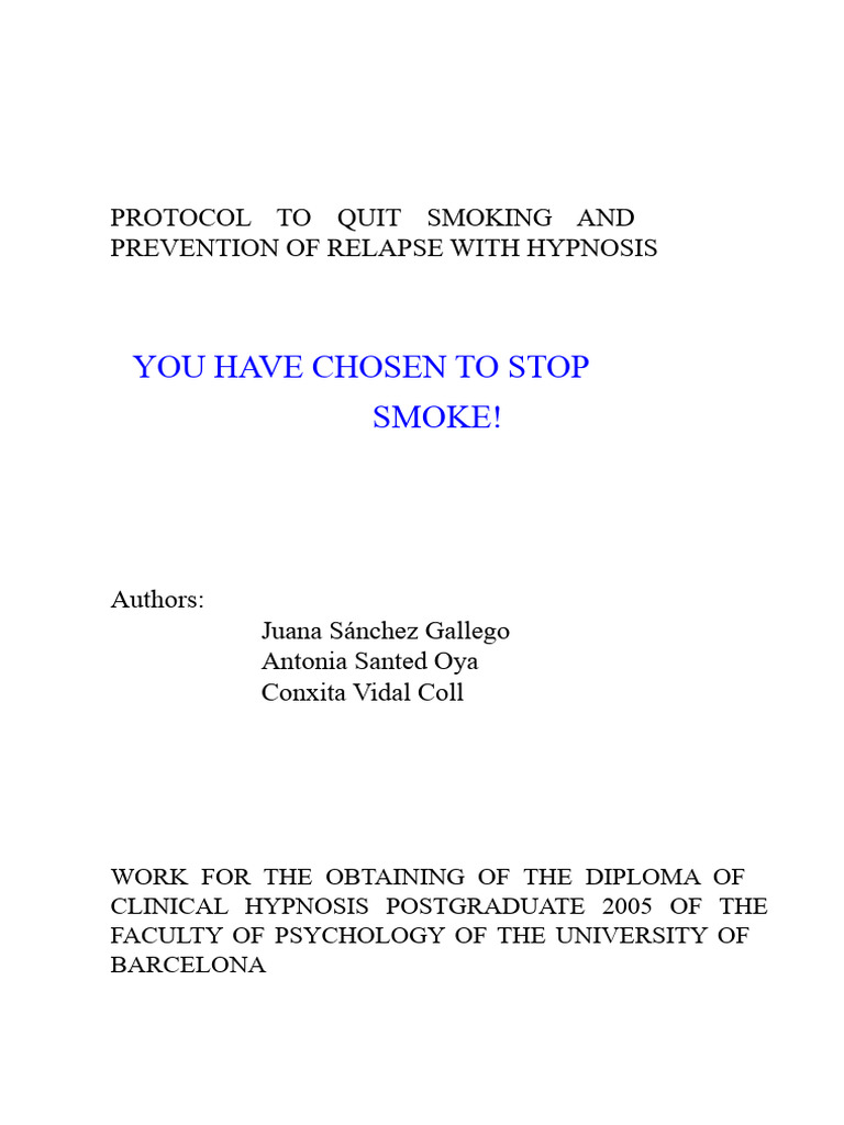 Hypnosis Work to Quit Smoking | PDF | Smoking | Hypnosis