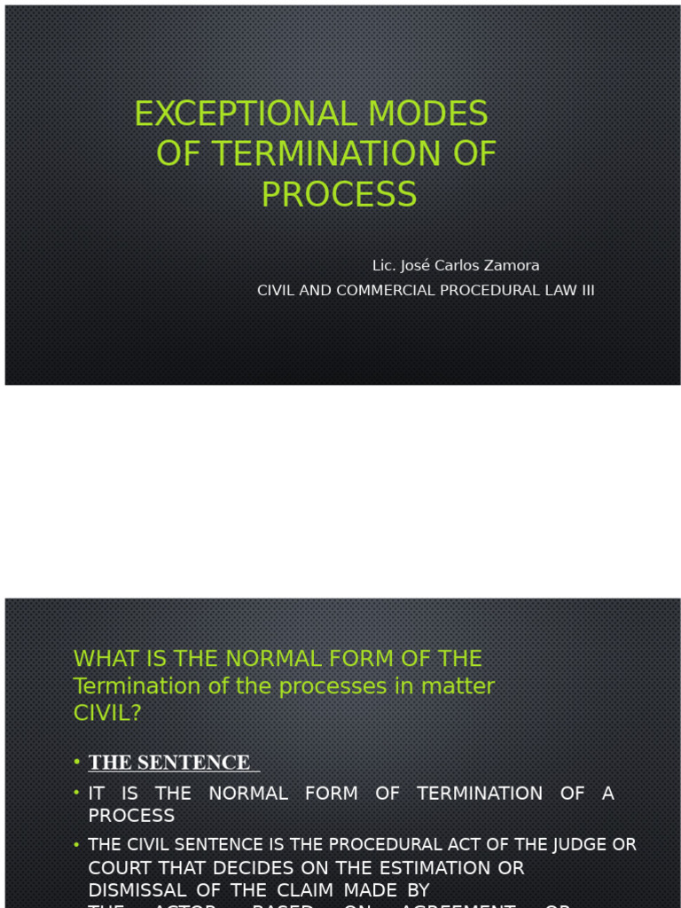 Exceptional Termination Methods in Civil Law | PDF | Lawsuit | Judgment ...