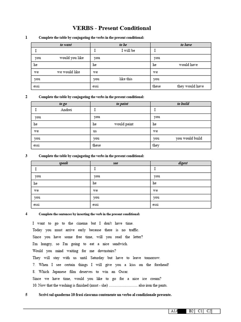 Present Conditional Verb Conjugation Guide | PDF | Morphology ...
