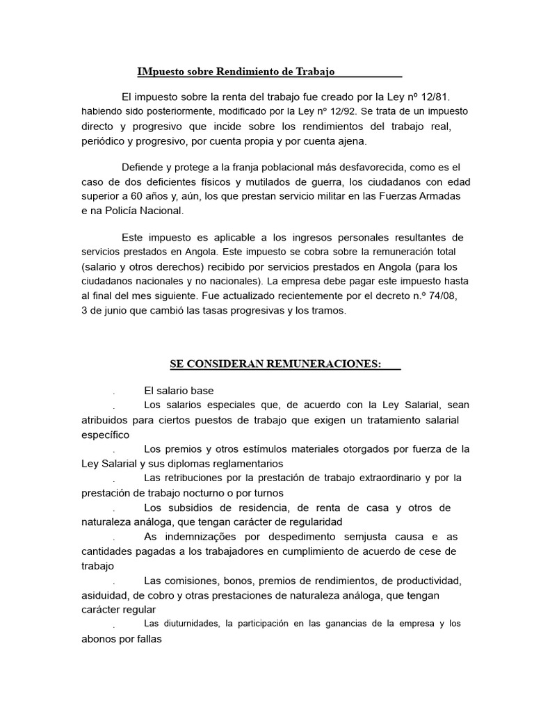 Impuesto sobre la Renta del Trabajo | PDF | Salario | Impuestos