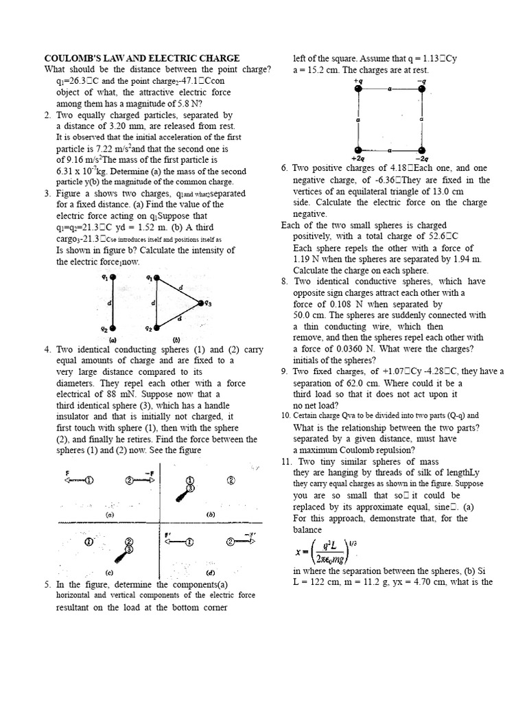 Coulomb's Law and Electric Charge Calculations | PDF | Force | Electric ...